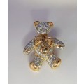 Beautiful Vintage Gold and Crystal Teddy Bear Brooch #