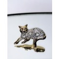 Beautiful Vintage Gold and Crystal Cat Pin #