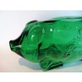 Vintage Suffolk Bitters Green Glass Figural Pig Bottle #