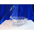 Stunning Cut Glass Crystal Swan Dish