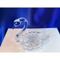 Stunning Cut Glass Crystal Swan Dish