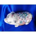 Rare Early 20th Cent Chinese Famille Rose Pig Large Trinket Pot Neck Rest #