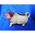 Vintage Two Tone Pottery Pig Milk Jug #