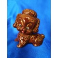 Vintage Brown Glazed Pottery Dog Poodle #