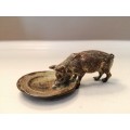 Genuine 19th - 20th cold painted Austrian Geschutzt signed solid bronze Pig / Wild Boar