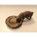 Genuine 19th - 20th cold painted Austrian Geschutzt signed solid bronze Pig / Wild Boar