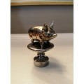 Victorian c1870 Novelty Silver Plated and Brass Pig Bottle / Decanter Stopper