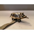 Rare ANTIQUE c1800`s  PIG with CLOVER in MOUTH TAPE MEASURE VICTORIAN