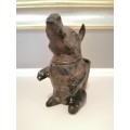 Antique Aged with Patina Brass Pig Carrying Basket Pig Planter Pig Cup Pig #