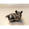 Early 20th century Original Silver Indian (Cambodian) silver snuff box in the form of a Pig  #