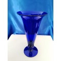 Exquisite Vintage Bristol Blue Footed Vase  #