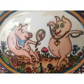 Vintage Pottery PIG HOG Serving PLATTER TRAY Dish Plate Pigs in Love #