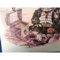 Illustrators original Watercolour Pig pirate 1975 signed