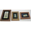 Three framed Mughal miniatures