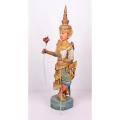 Very Large carved and painted Thai figurine of a dancer, 85cm high