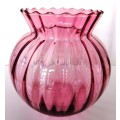 Stunning Pilgrim Optic Glass Cranberry Vase