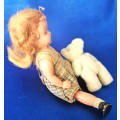 Vintage Dolls House Miniature Doll and Teddy Bear