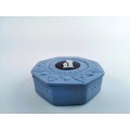 Wedgwood Blue Jasperware Tricolour Lidded Trinket Box - Dark Blue and White Classical Cameo