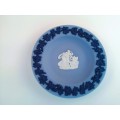 Wedgwood Blue Jasperware Tricolour Plate Dish - Dark Blue and White Classical Cameo
