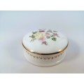 Wedgwood Mirabelle ribbed edged trinket box and lid - flowers on white  #