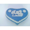 Vintage Wedgwood Blue Jasper Heart Shape trinket Pot  #