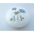 Wedgwood Ice Rose ribbed edged trinket box and lid - blue flowers on white  #