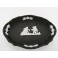 Black and White Basalt Wedgwood Jasperware Oval Pin Dish