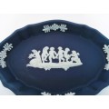 Vintage Wedgwood Jasper Portland Blue Oval Dish  #