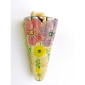 Art Deco Arthur Wood Pink pastel flowers wall flower pocket