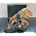 SWAROVSKI Very Large and Heavy Figurine Soulmates Lion, Stunning Golden Shadow  #
