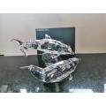 SWAROVSKI Very Large and Heavy Soulmates, Stunning Dolphins on granite #