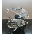 SWAROVSKI Very Large and Heavy Soulmates, Stunning Dolphins on granite #