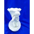 Staffordshire Heirloom Cherub Figurine Next to Vase