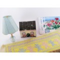 Vintage Dolls House Miniature Rugs Lamps and bits