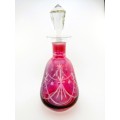 Beautiful Cranberry Cut Glass Decanter