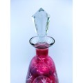 Beautiful Cranberry Cut Glass Decanter