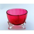Beautiful Cranberry Cut Glass Sugar Bowl