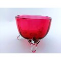 Beautiful Cranberry Cut Glass Sugar Bowl