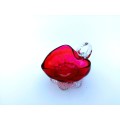 Beautiful Cranberry Cut Glass Heart Milk Jug