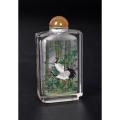 Chinese inside painted glass snuff bottle depicting storks