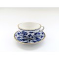 Spode Demitasse Cup and Saucer White with blue design and gold trim