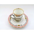 Aynsley coffee cup and saucer with silver holder, Birmingham, Deakin and Francis Ltd, 1926, 26g