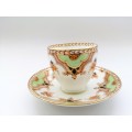 Art Deco Taylor and Kent Longton England Demitasse Tea Cup and Saucer Bone China Floral