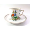 Tuscan Plant Handpainted Art Deco Floral Bone China demitasse Cup and Saucer