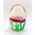 Stunning vibrant green and red Murano Millefiori glass paperweight signed