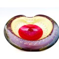 Vintage Murano bullicante sommerso glass bowl, red and yellow Beautiful controlled bubble