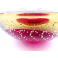 Vintage Murano bullicante sommerso glass bowl, red and yellow Beautiful controlled bubble