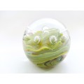 Stunning large Murano glass paperweight with bubbles
