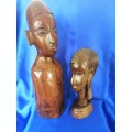 Two nice quality Large vintage hand carved African wood sculptures  #