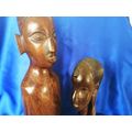 Two nice quality Large vintage hand carved African wood sculptures  #